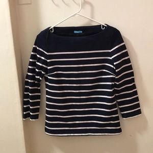 J. McLaughlin Navy Striped Top XS